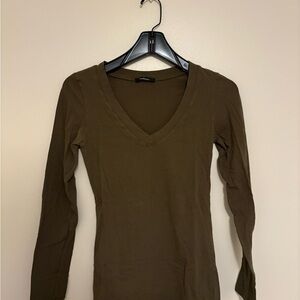 Ambiance Olive Long Sleeve V-Neck Top